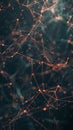 Abstract Digital Plexus Network Connection Background with Glowing Orange Lines and Dots on Dark Backdrop, Futuristic Neural Royalty Free Stock Photo
