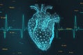 Abstract digital polygonal heart hologram