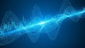 Abstract digital visualization of sound waves and data streams in bright blue Royalty Free Stock Photo