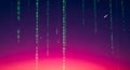 Digital Rain Binary Code Falling Against a Gradient Sunset Sky Royalty Free Stock Photo