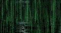 Digital Rain Matrix Code Falling on Circuit Board - Futuristic Technology Background Royalty Free Stock Photo
