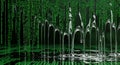 Digital Rain of Data Flowing to Water, Binary Code Background Royalty Free Stock Photo