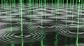 Digital Rain Effect Green Binary Code Falling into Rippling Water Royalty Free Stock Photo