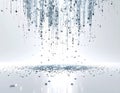 Abstract digital rain of squares and binary code against bright white background Royalty Free Stock Photo