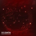 Abstract digital red background with flowing particles. Big data visualization. Royalty Free Stock Photo