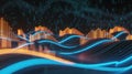 Abstract digital render of glowing financial data visualization and growth analysis Royalty Free Stock Photo