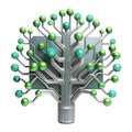 Artificial intelligence concept tree with circuitry branches and green spheres Royalty Free Stock Photo