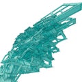 Abstract digital rendering of a complex, turquoise geometric structure composed of Royalty Free Stock Photo