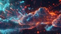 An abstract digital rendering depicting a cloud computing system with data processing and AI operations. Generative AI Royalty Free Stock Photo