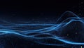 Abstract Blue Digital Wave Background with Glowing Particles Royalty Free Stock Photo