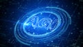Abstract digital representation of AGI Artificial General Intelligence and futuristic technology elements. AI automation and Royalty Free Stock Photo