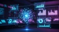 AI Neural Network & Big Data Analytics Dashboard in Futuristic Interface Royalty Free Stock Photo