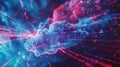 An abstract, digital representation of cloud computing, with data processing and artificial intelligence operations Royalty Free Stock Photo
