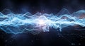 Abstract Digital Waveform Data Visualization Blue Glowing Lines on Dark Background Royalty Free Stock Photo