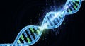 Digital DNA Helix with Binary Code and Glowing Particles, Future of Science and Genetics Royalty Free Stock Photo