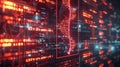 Abstract DNA Data Stream Red Glowing Futuristic Technology Background. Royalty Free Stock Photo
