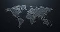 Digital World Map Network Connections Abstract Geometric Design on Dark Background global Royalty Free Stock Photo