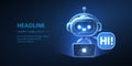 Abstract digital robot assistant. Chatbot AI, virtual service, customer support.