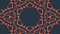 Abstract digital seamless pattern, dark navy blue and orange symmetrical line art illustration Royalty Free Stock Photo