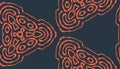 Abstract digital seamless pattern, dark navy blue and orange symmetrical line art illustration Royalty Free Stock Photo