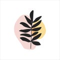 Abstract digital shape with plant. Flat vector illustration.