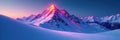 Abstract digital snowscape, glowing lines on mountain, lines, generative, minimal