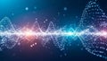 Abstract digital sound wave with glowing particles and network connections technology Royalty Free Stock Photo