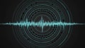 Abstract digital sound wave visualization with concentric circles and dots audio music Royalty Free Stock Photo