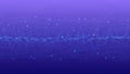 Abstract digital sound wave visualization with glowing blue particles and intricate wavy lines on a deep purple Royalty Free Stock Photo