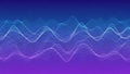 Abstract digital sound wave visualization with glowing white dots forming intricate patterns against a gradient blue Royalty Free Stock Photo