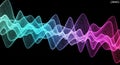 Abstract Digital Sound Wave Visualization with Gradient Colors on Black Background audio Royalty Free Stock Photo