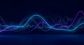 Abstract digital sound wave visualization vibrant blue and purple lines on dark background Royalty Free Stock Photo