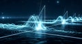 Abstract Digital Sound Waveform and Data Visualization, Blue Particles and Lines Royalty Free Stock Photo