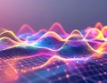 Abstract Digital Sound Waveform With Neon Glow In Dark Background Royalty Free Stock Photo