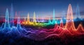 Abstract Digital Sound Waveform Spectrum Visualization, Digital Art, Rainbow Colors Royalty Free Stock Photo