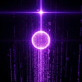 Abstract Digital Sphere with Binary Code and Purple Light in Dark Space Royalty Free Stock Photo