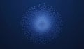 Abstract digital sphere composed of numerous glowing particles against a deep blue background, representing technology Royalty Free Stock Photo