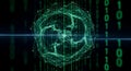 Abstract Digital Sphere, Network Connections, Binary Code Background, Futuristic Technology Concept Royalty Free Stock Photo