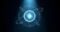 Abstract Digital Sphere with Orbital Network Structure Royalty Free Stock Photo