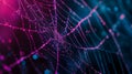 Abstract Digital Spider Web in Neon Blue and Pink Colors, Creating a Futuristic Geometric Design. Generative AI