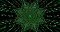 Abstract Digital Starburst with Binary Code Tunnel - Green Technology Background Royalty Free Stock Photo