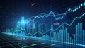 Abstract Digital Stock Market Chart Analysis Candlestick Graph in Blue and Green Tones Royalty Free Stock Photo