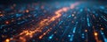 Abstract digital tech background with glowing light. Futuristic network. Visualization of AI algorithms. Illustration of data flow Royalty Free Stock Photo