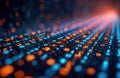 Abstract digital tech design shows flowing data. Binary code flows creating dynamic abstract art. Modern digital illustration. Royalty Free Stock Photo