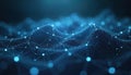 Abstract digital tech pattern shows glowing dots, lines. Forms connected mesh network surface. Data flow, cyber space, neural Royalty Free Stock Photo