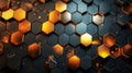 Abstract Digital Tech Wall 3D Hexagonal Textures in Luxurious Gold Brown Gray and Black