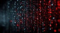 Abstract Digital Technology Background with Vertical Glowing Red and Blue Fiber Optic Light Trails and Shimmering Particles Royalty Free Stock Photo