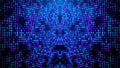 Abstract Digital Technology Blue And Purple Shine Square Tile Matrix Binary Code Pattern Corner Screen Wall In Perspective View