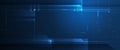 Abstract Digital technology, light line and blue cyber space background. Vector communication, innovation futuristic technolog