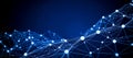 Abstract Digital Technology Network Pattern with Glowing Nodes and Connection Lines on Deep Blue Backdrop, Data Structure and Royalty Free Stock Photo
